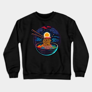 Japanese Moon Ramen Graphic Neon Retro Anime Noodles Crewneck Sweatshirt